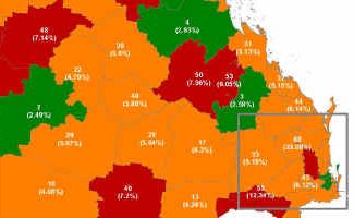 The Southern Downs Regional Council area shows between four and seven per cent of residents have diabetes. The Southern Downs Regional Council area shows between four and seven per cent of residents have diabetes.